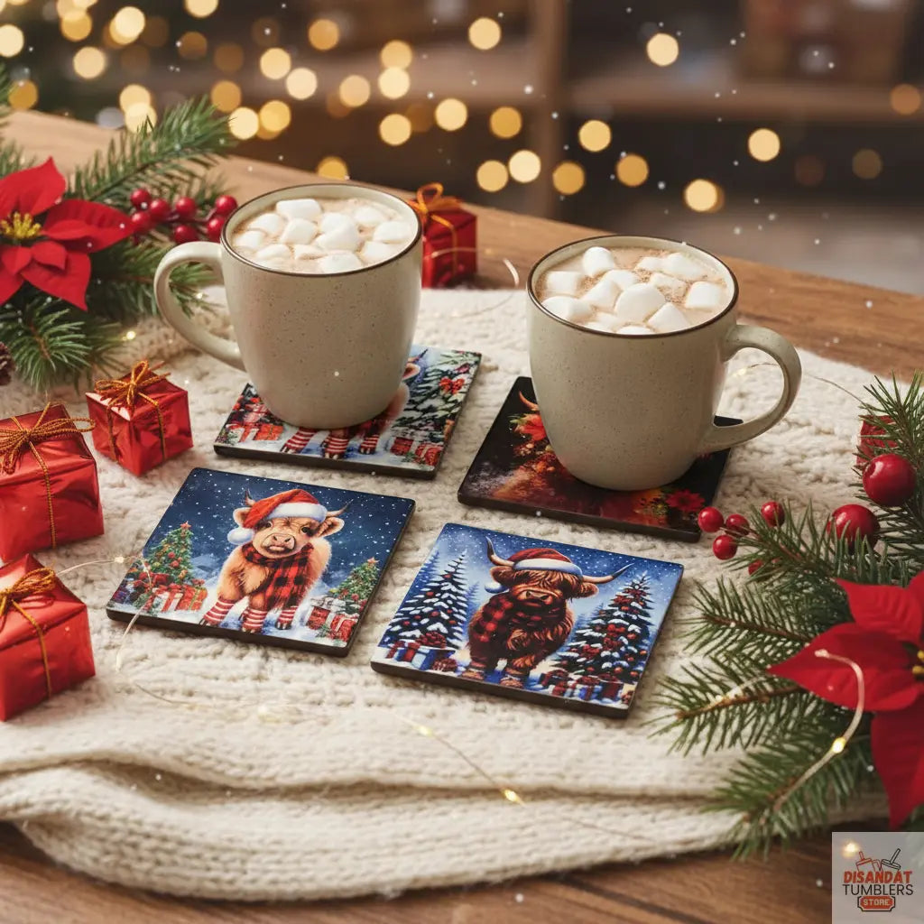 Christmas Heifer Coasters Lifestyle
