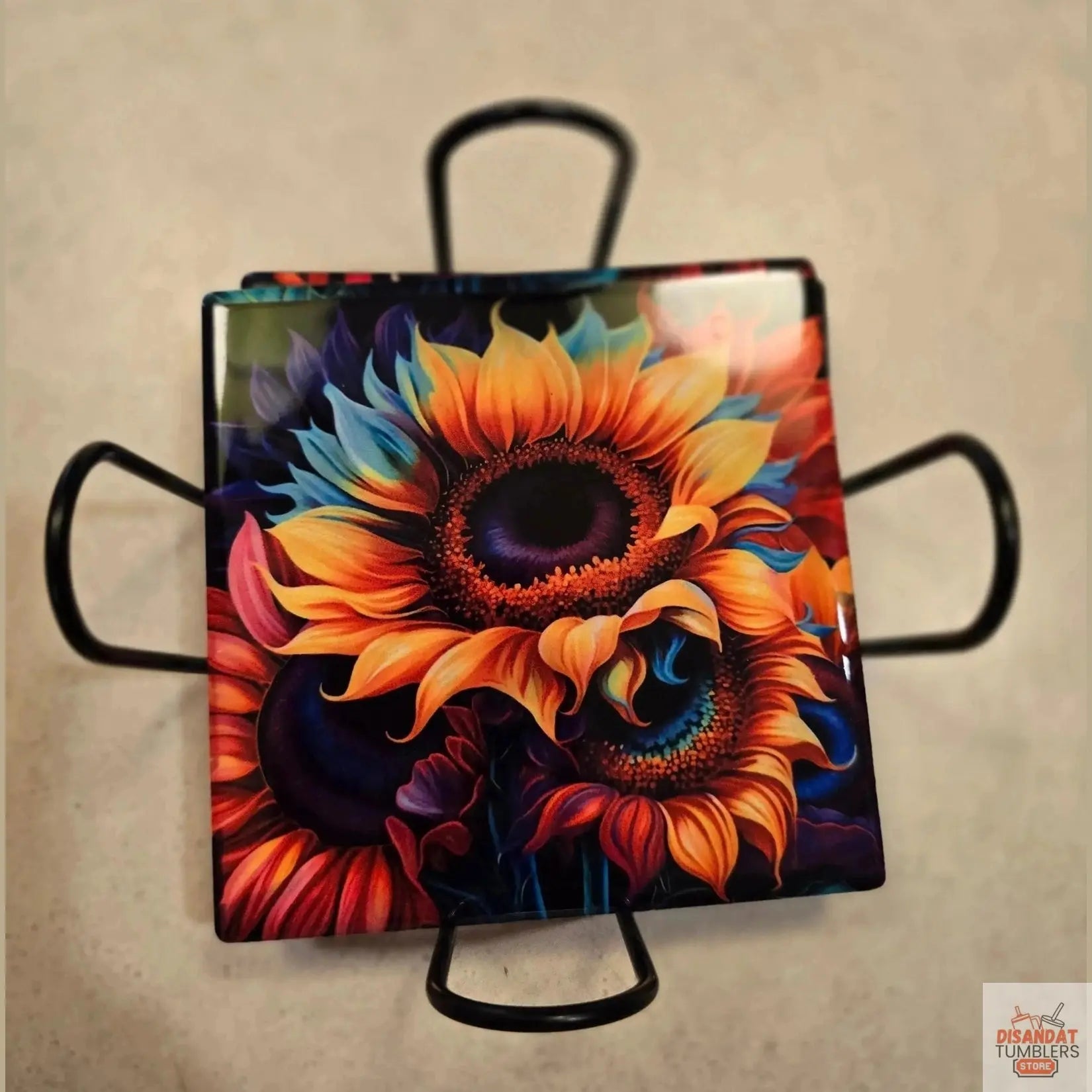Colorful š» Sunflower 4-inch Coasters - Dis An Dat Tumbler Store