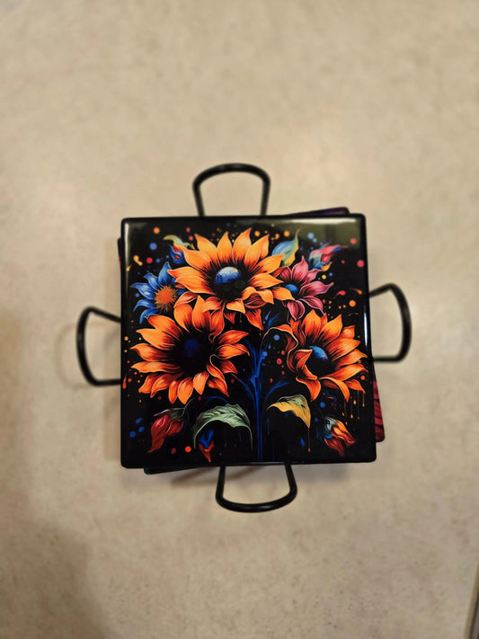 Colorful 🌻 Sunflower 4-inch Coasters - Dis An Dat Tumbler Store