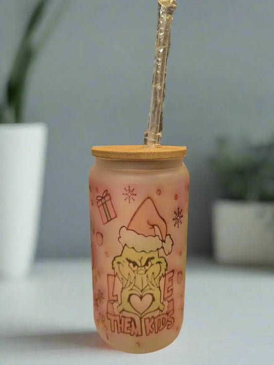 Ho Ho Ho 16oz Frosted Glass Tumbler DisAnDat