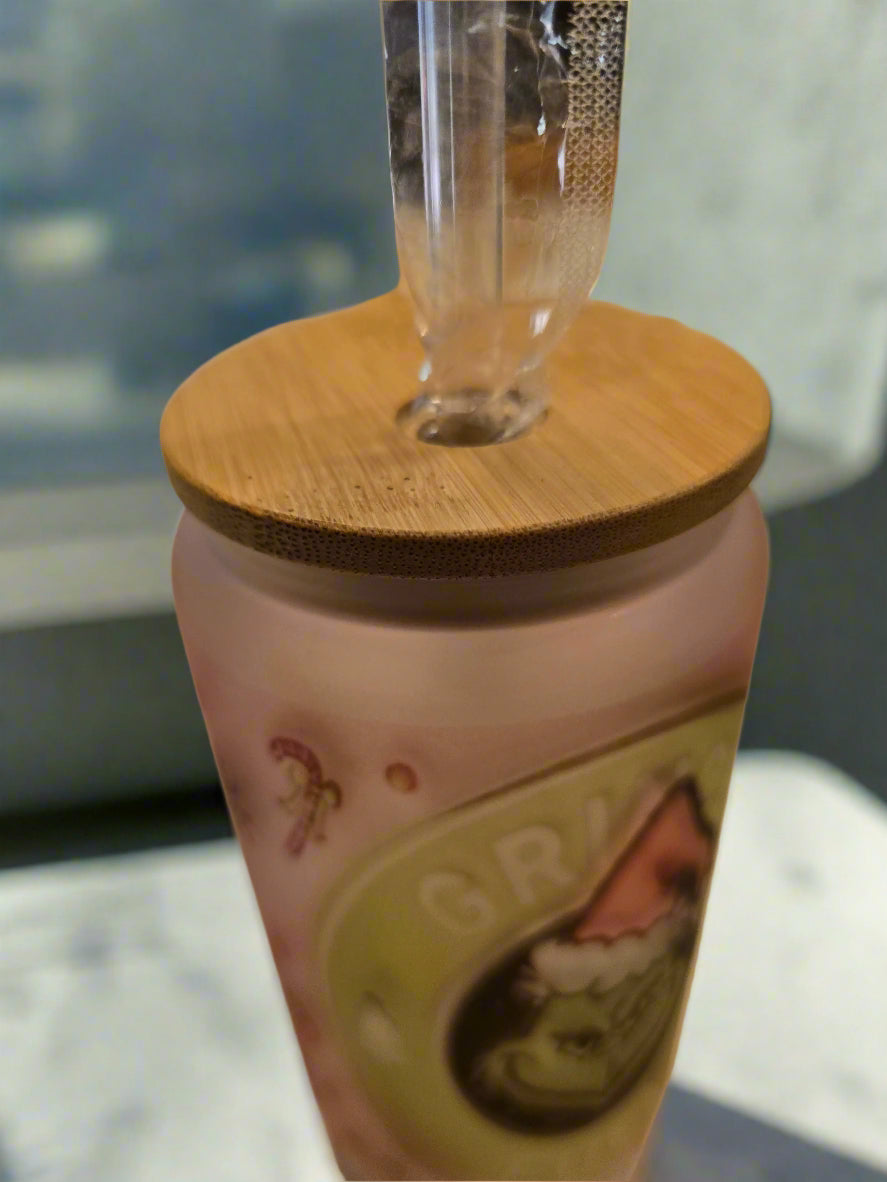 Ho Ho Ho 16oz Frosted Glass Tumbler DisAnDat