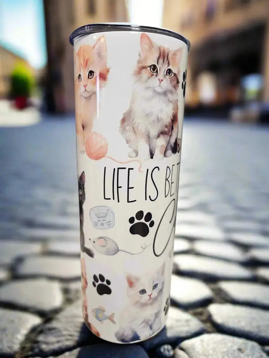Life is better with cats 20oz Tumbler DisAnDat