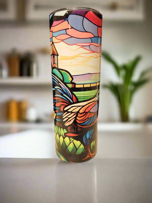 Stain glass Rooster 20oz Tumbler Dis An Dat Tumbler Store