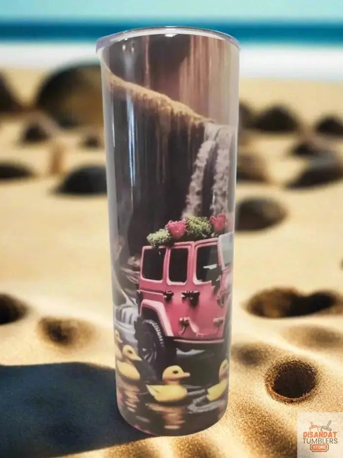 Pink Jeep w/ waterfall 20oz Tumbler DisAnDat