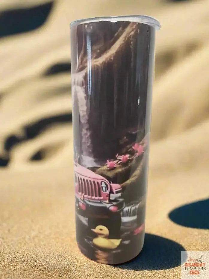 Pink Jeep w/ waterfall 20oz Tumbler DisAnDat