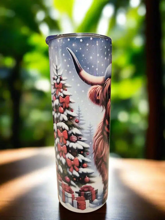Pretty Christmas Heifer 20oz Tumbler Dis An Dat Tumbler Store