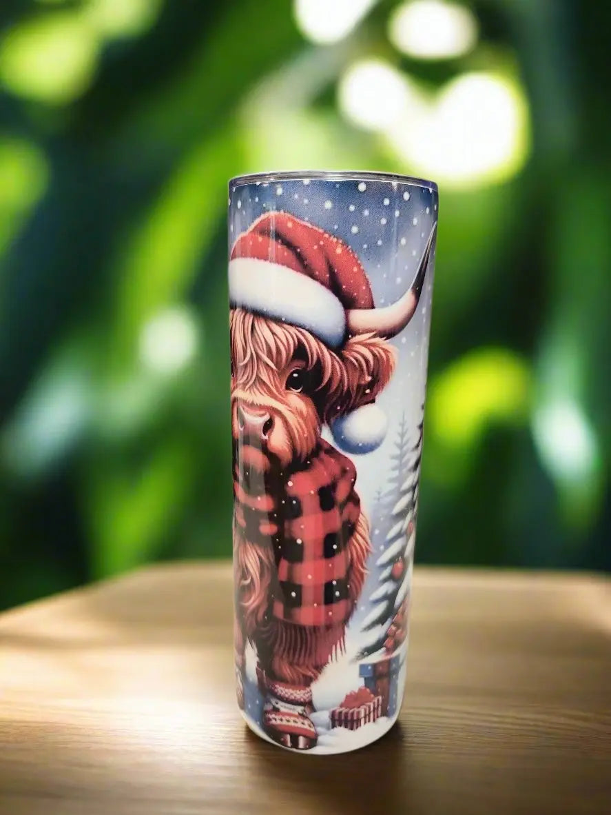 Pretty Christmas Heifer 20oz Tumbler Dis An Dat Tumbler Store