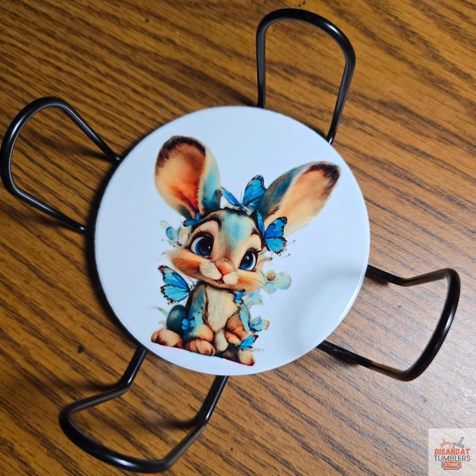 Pretty in blue Bunny 3 inch round Table Coasters - Dis An Dat Tumbler Store