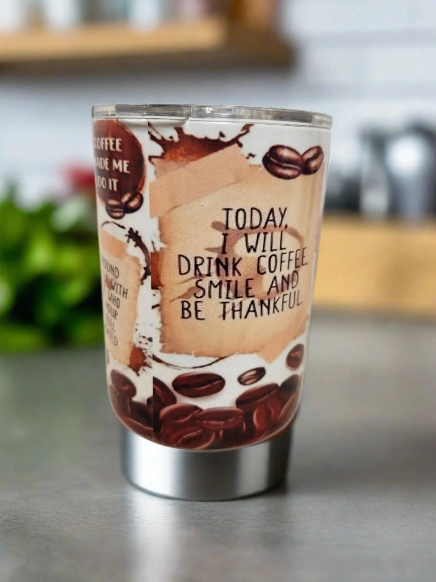 Today, I will drink coffee and smile 10oz coffee tumbler Dis An Dat Tumbler Store