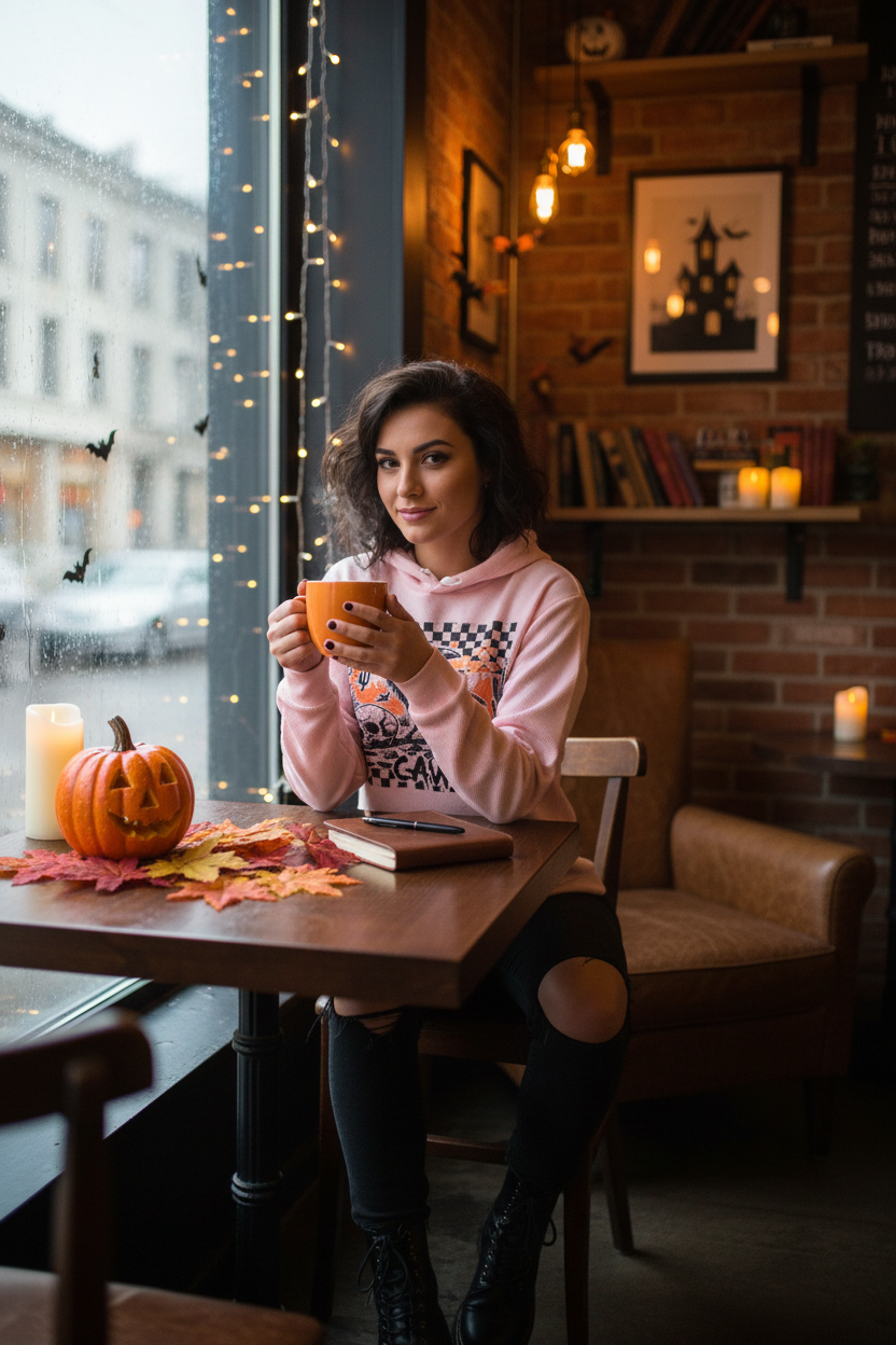 F-CAW-F hoodie coffee shop lifestyle