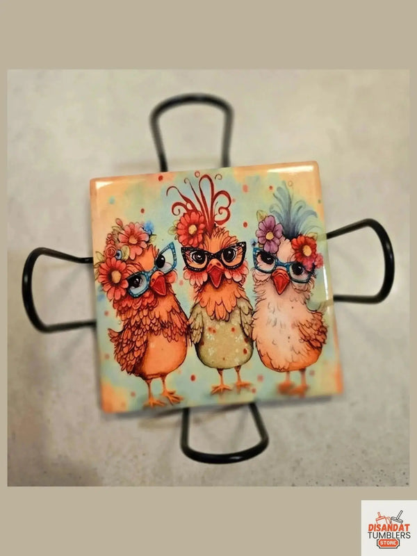 Fancy Chicken 🐔 4-inch Coasters - Dis An Dat Tumbler Store