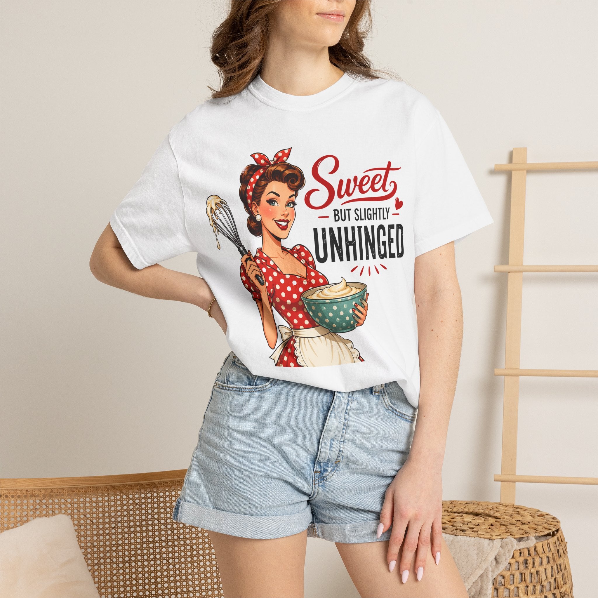 Sweet But Slightly Unhinged T-Shirt – Retro Housewife Graphic Tee