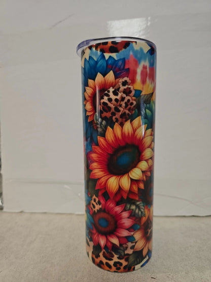 Colorful Sunflowers/ Cheetah 20oz Tumbler - Dis An Dat Tumbler Store