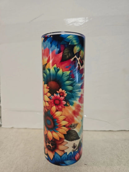 Colorful Sunflowers/ Cheetah 20oz Tumbler - Dis An Dat Tumbler Store