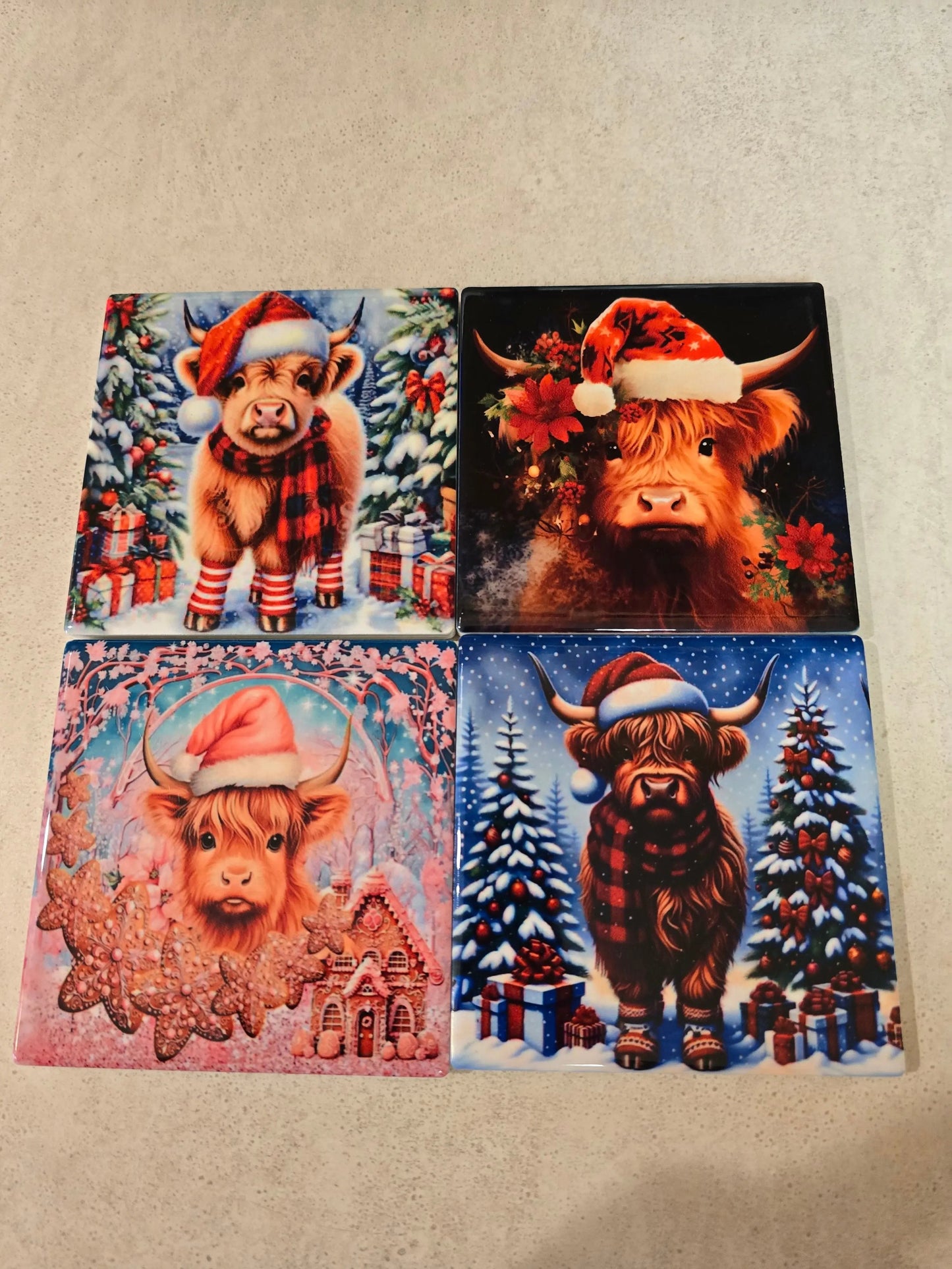 Christmas Heifer 4-inch Coasters - Dis An Dat Tumbler Store