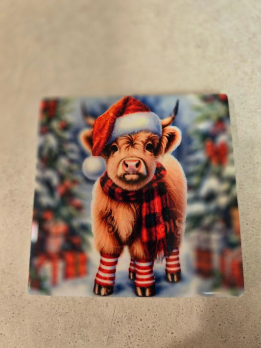 Christmas Heifer 4-inch Coasters - Dis An Dat Tumbler Store