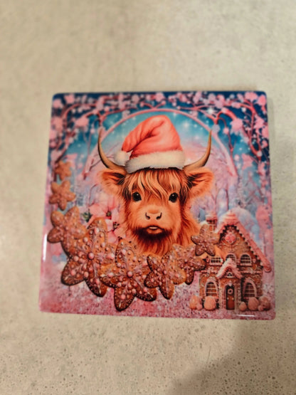Christmas Heifer 4-inch Coasters - Dis An Dat Tumbler Store