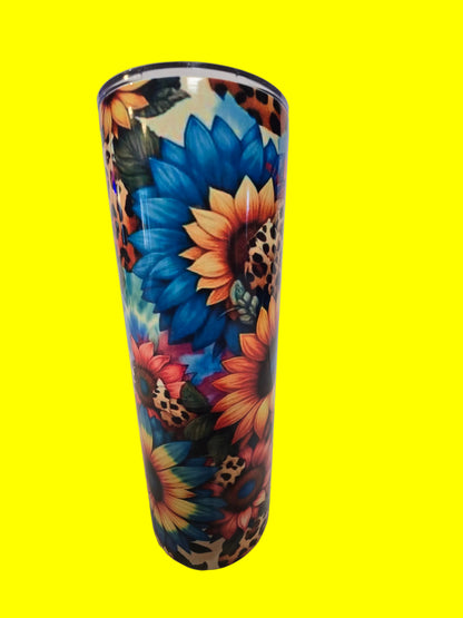 Colorful Sunflowers/ Cheetah 20oz Tumbler - Dis An Dat Tumbler Store
