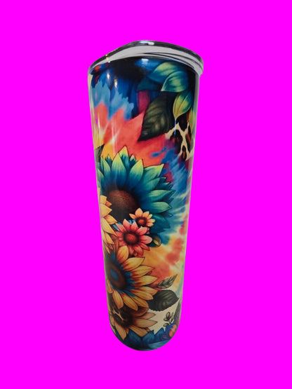 Colorful Sunflowers/ Cheetah 20oz Tumbler - Dis An Dat Tumbler Store