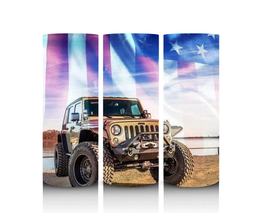 Patriotic Jeep Lover 20oz Tumbler - Dis An Dat Tumbler Store