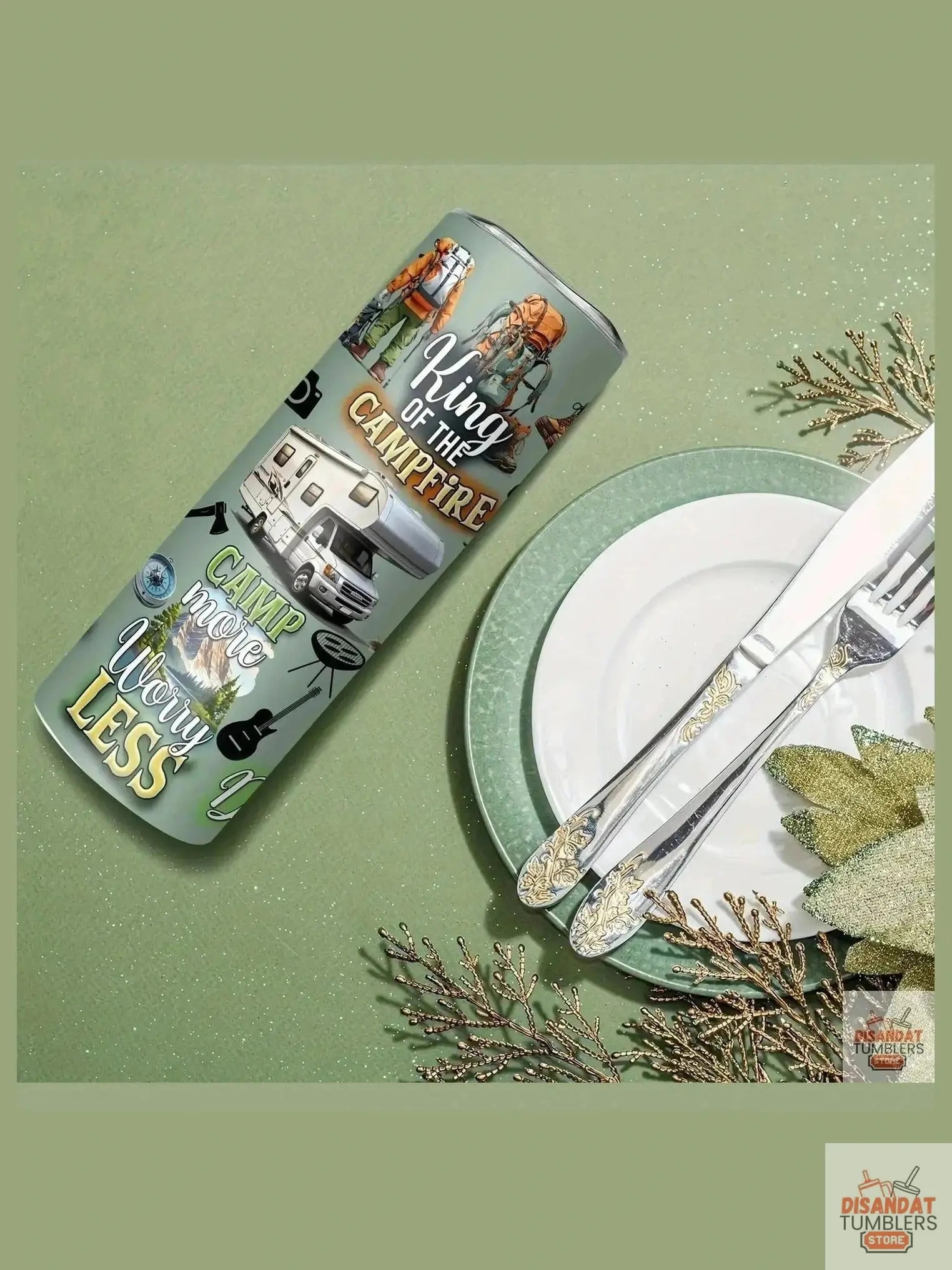 20oz Camping-Themed Stainless-Steel Tumbler by Dis An Dat Tumbler Store