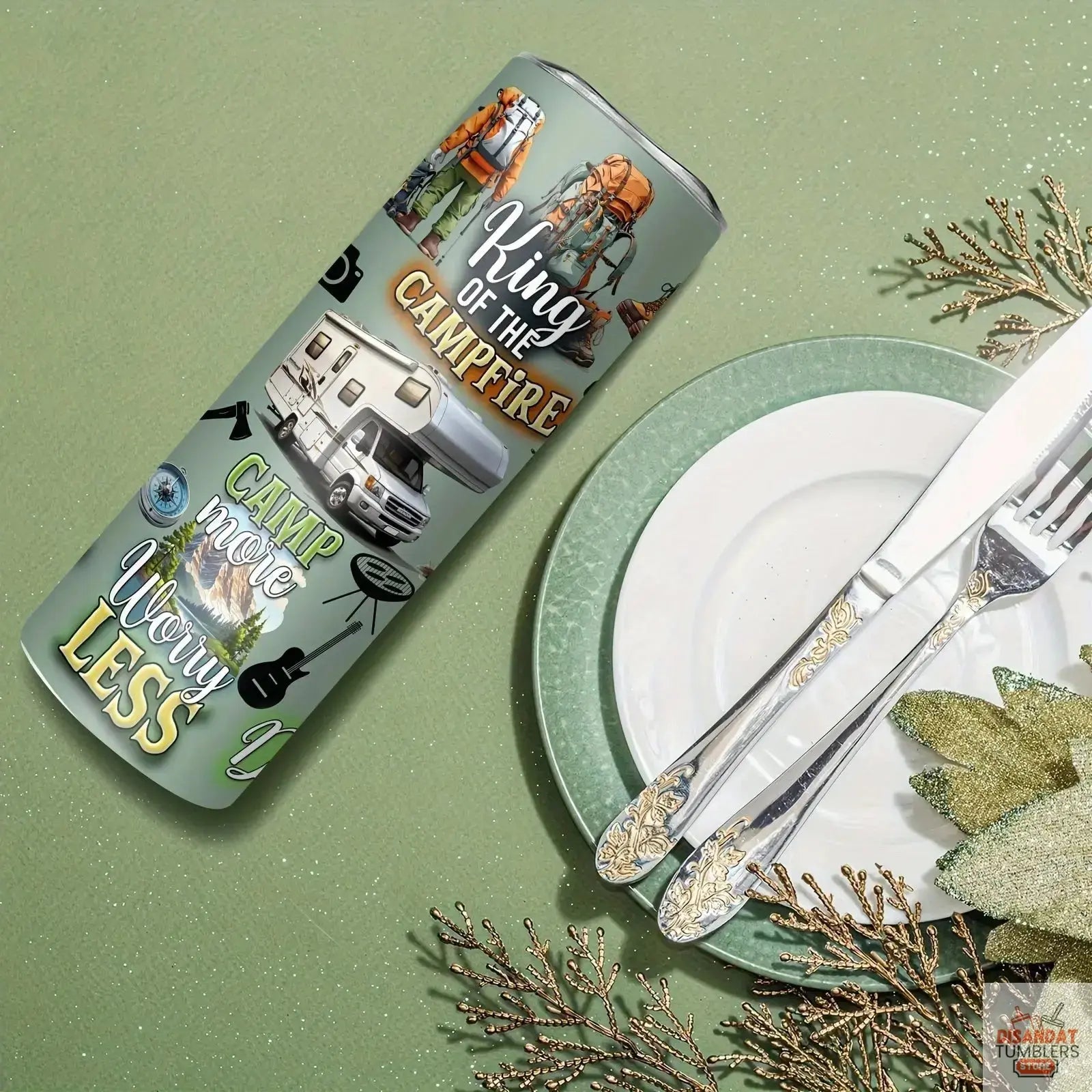 20oz Camping-Themed Stainless-Steel Tumbler by Dis An Dat Tumbler Store