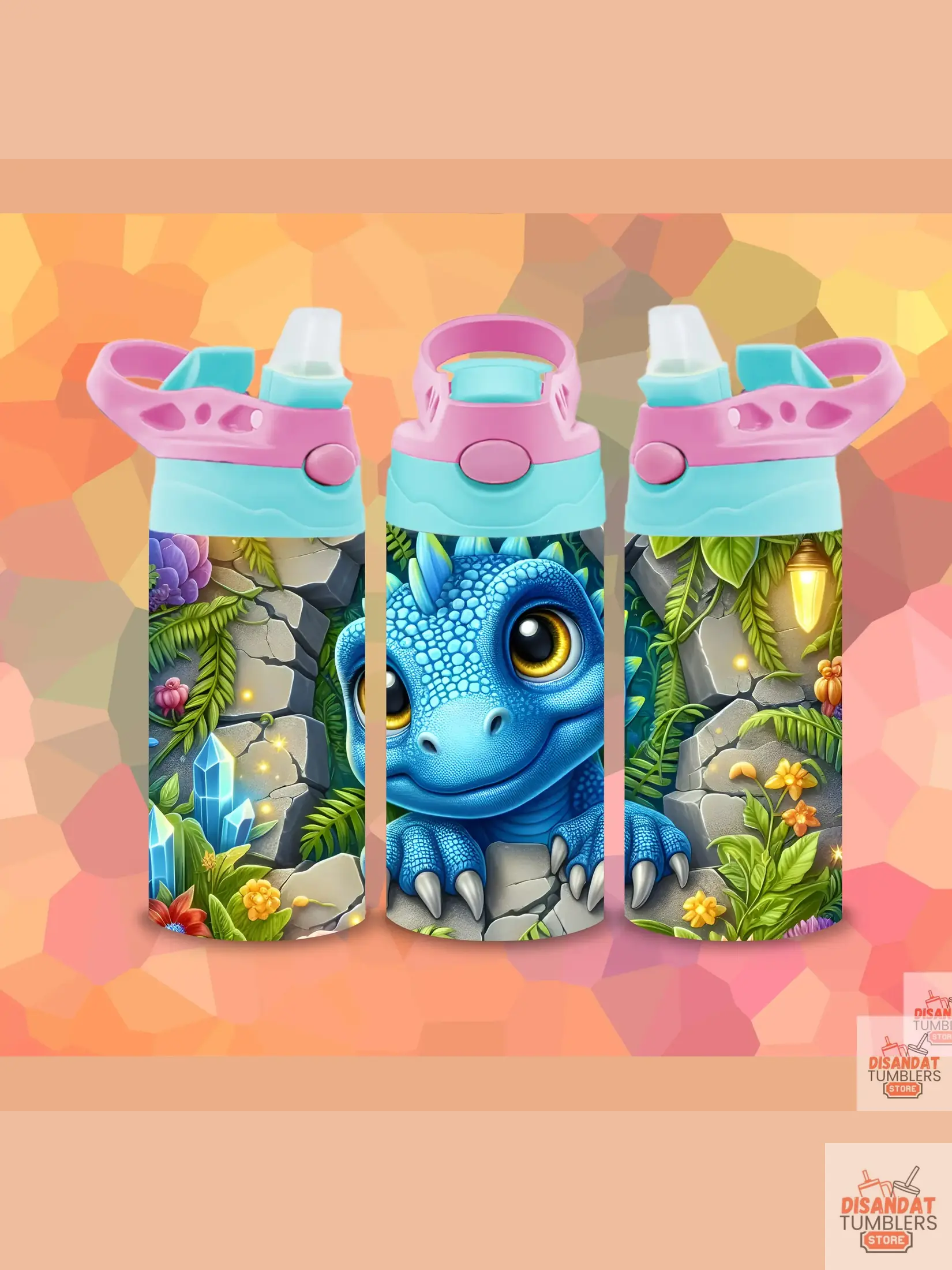 Adorable Kids Blue Dragon 12oz Thermal Tumbler Dis An Dat Tumbler Store