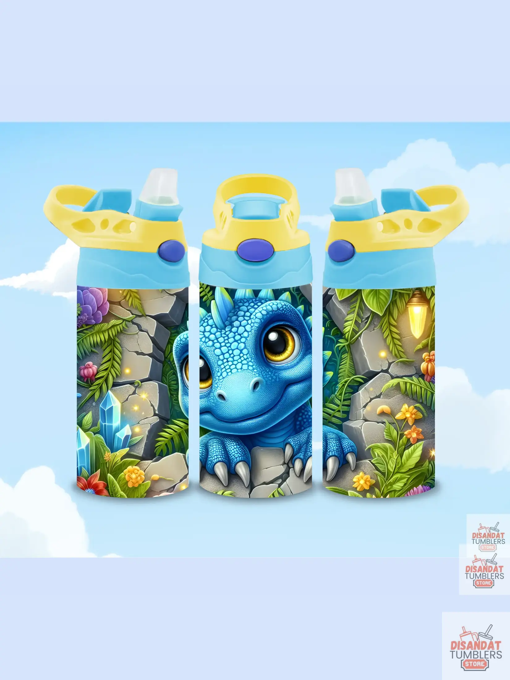 Adorable Kids Blue Dragon 12oz Thermal Tumbler Dis An Dat Tumbler Store