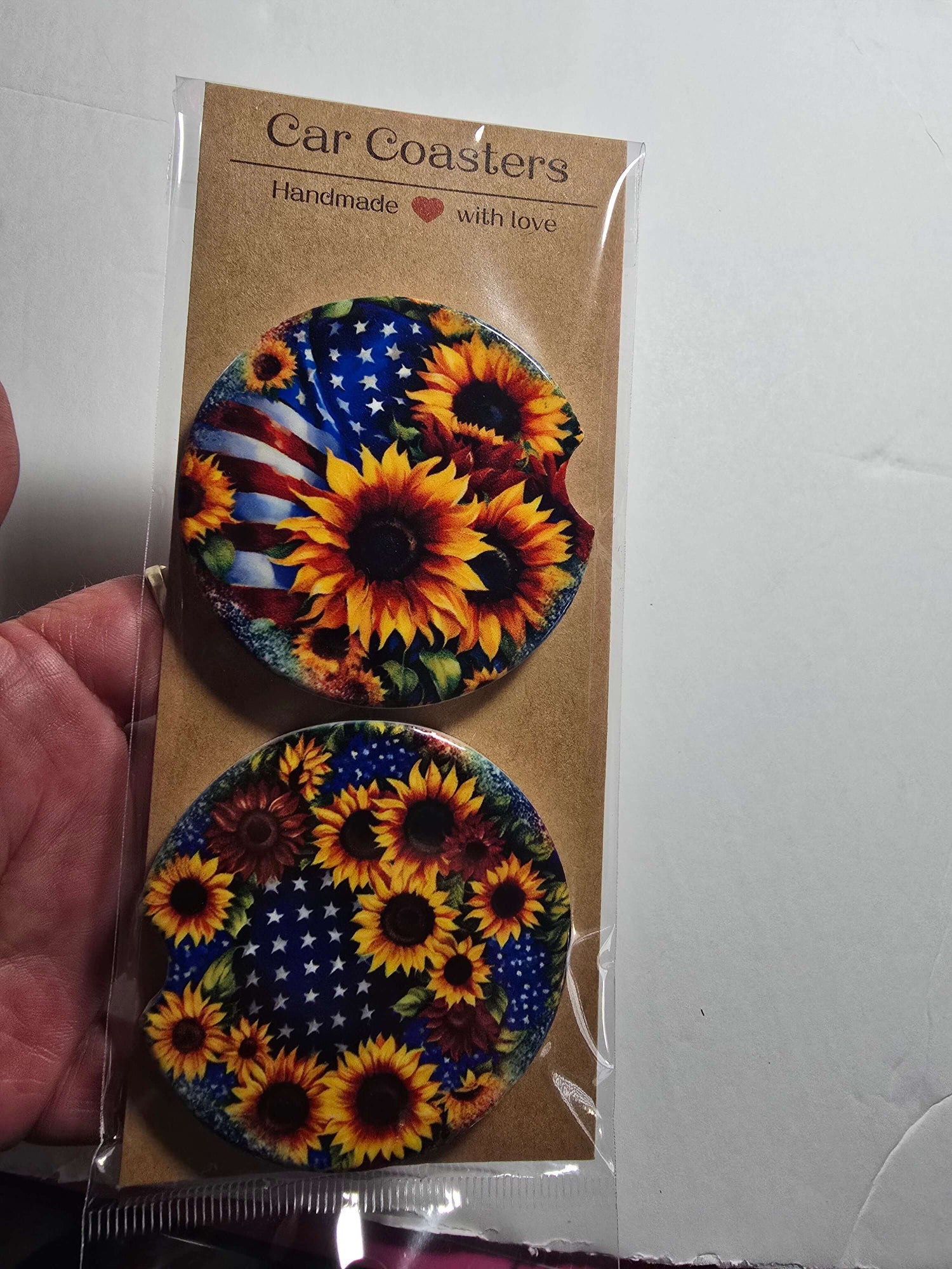 American Flag Sunflowers Car Coasters Dis An Dat Tumbler Store