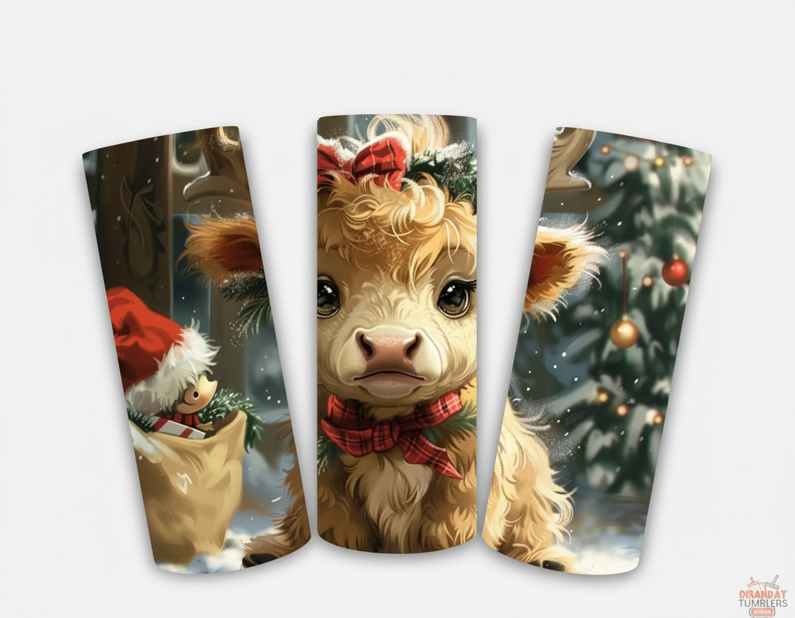 Baby Heifer Christmas 20oz Tumbler - Dis An Dat Tumbler Store