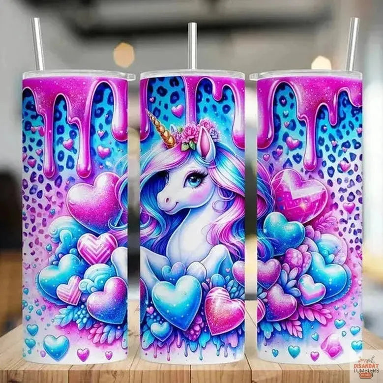Beautiful Heart Unicorn Girls 12oz Tumbler DisAnDat