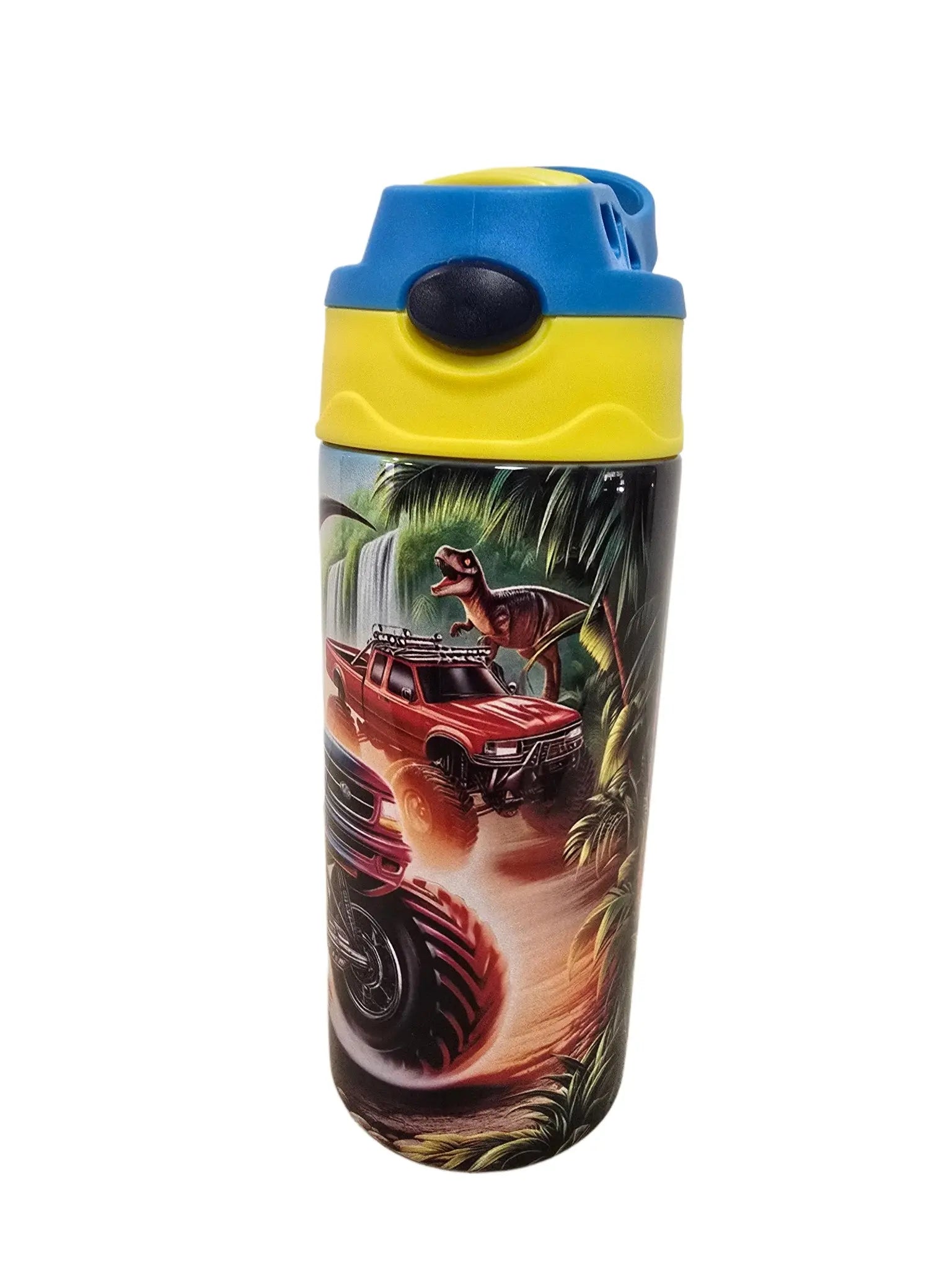 Big trucks with Dinosaurs boys 12oz thermal Tumbler A Little Dis An Dat Tumblers
