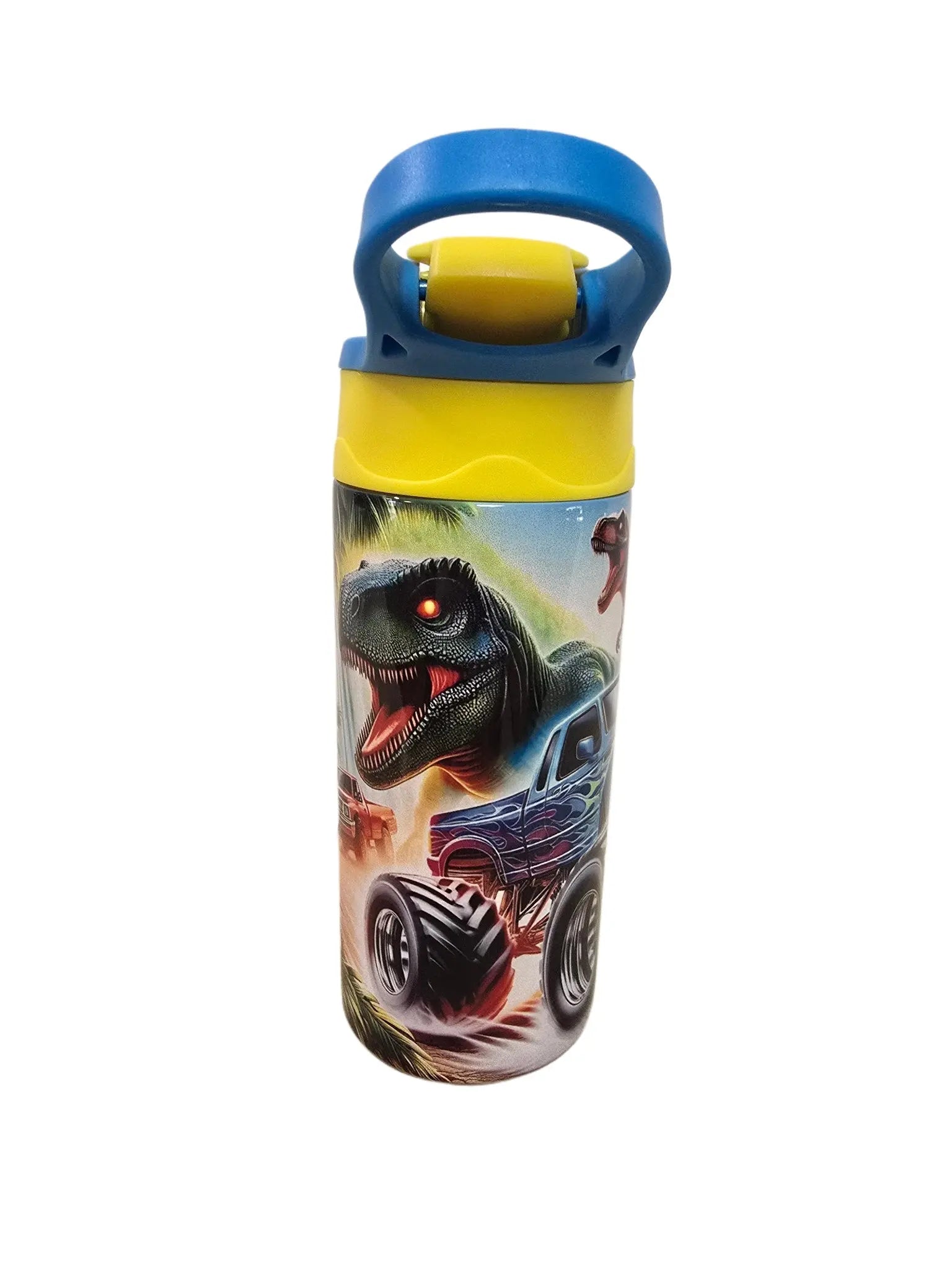 Big trucks with Dinosaurs boys 12oz thermal Tumbler A Little Dis An Dat Tumblers