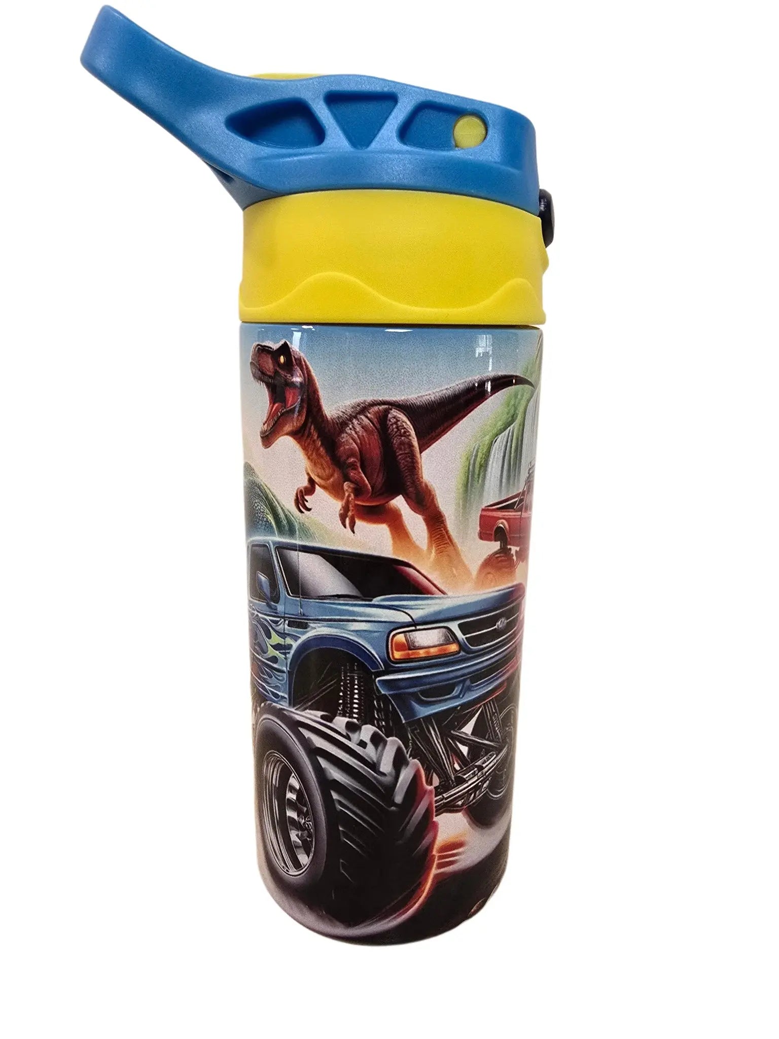 Big trucks with Dinosaurs boys 12oz thermal Tumbler A Little Dis An Dat Tumblers