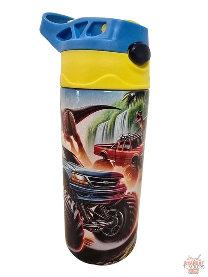Big trucks with Dinosaurs boys 12oz thermal Tumbler DisAnDat