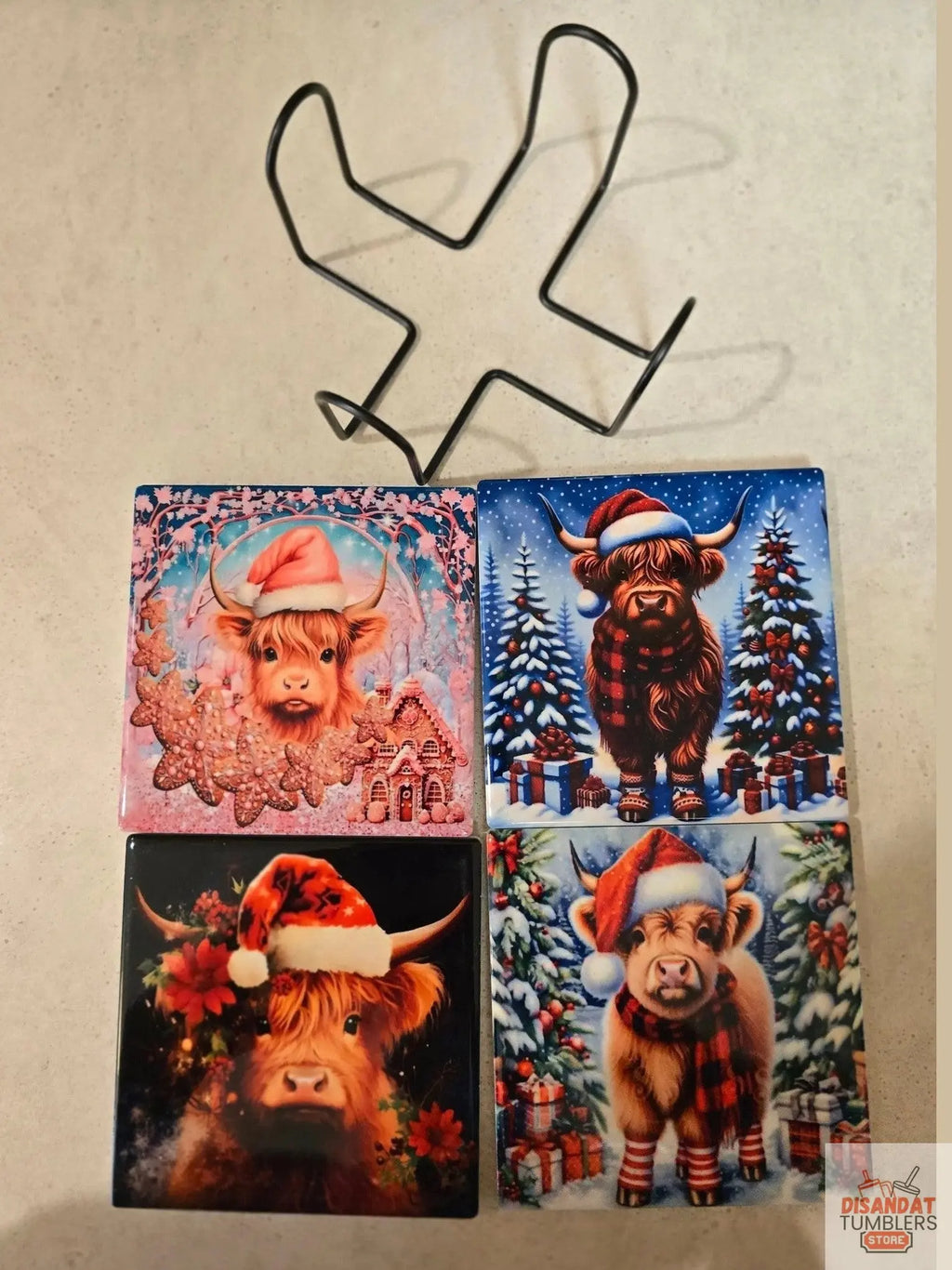 Christmas Heifer 4-inch Coasters - Dis An Dat Tumbler Store