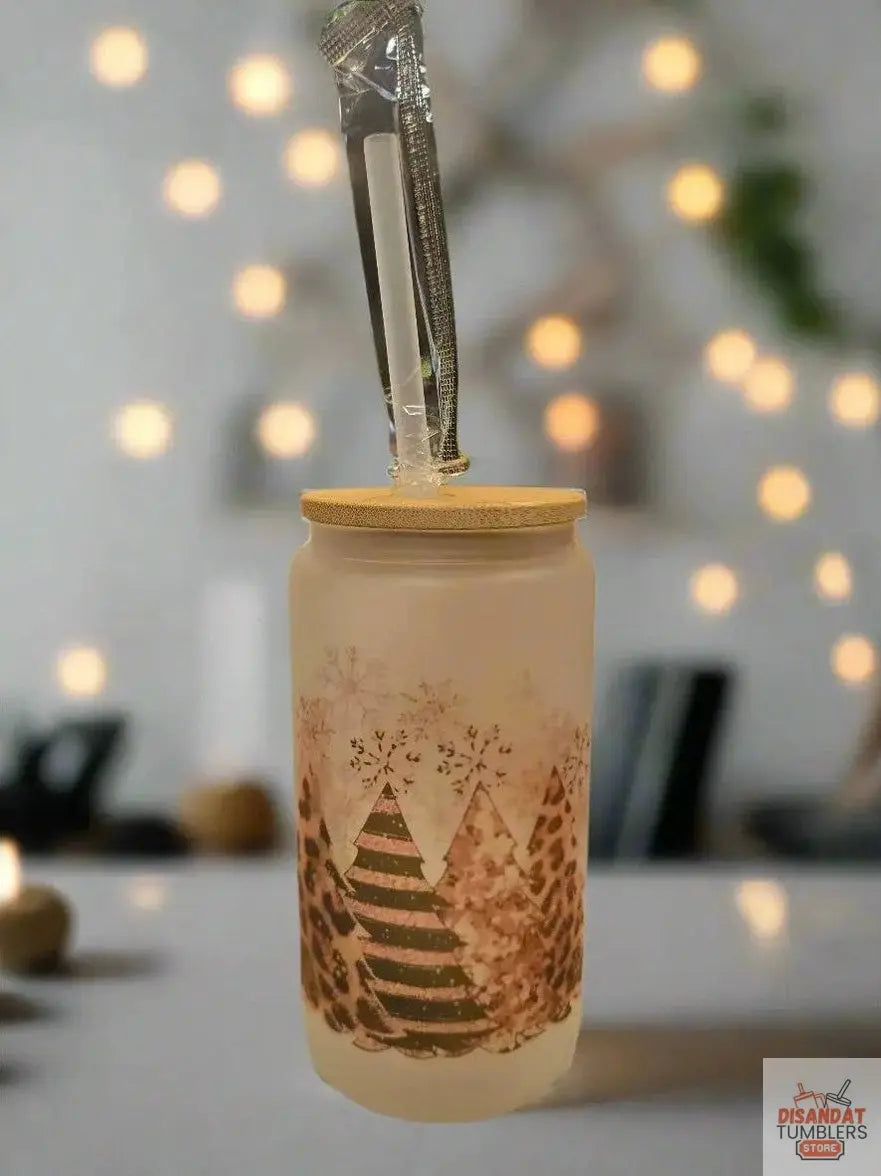 Christmas Truck 16oz Frosted Glass Tumbler Dis An Dat Tumbler Store