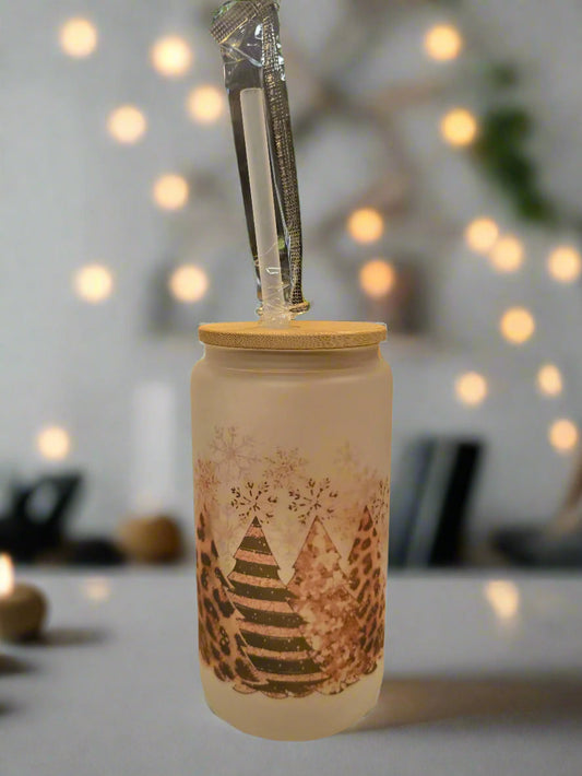 Christmas Truck 16oz Frosted Glass Tumbler DisAnDat