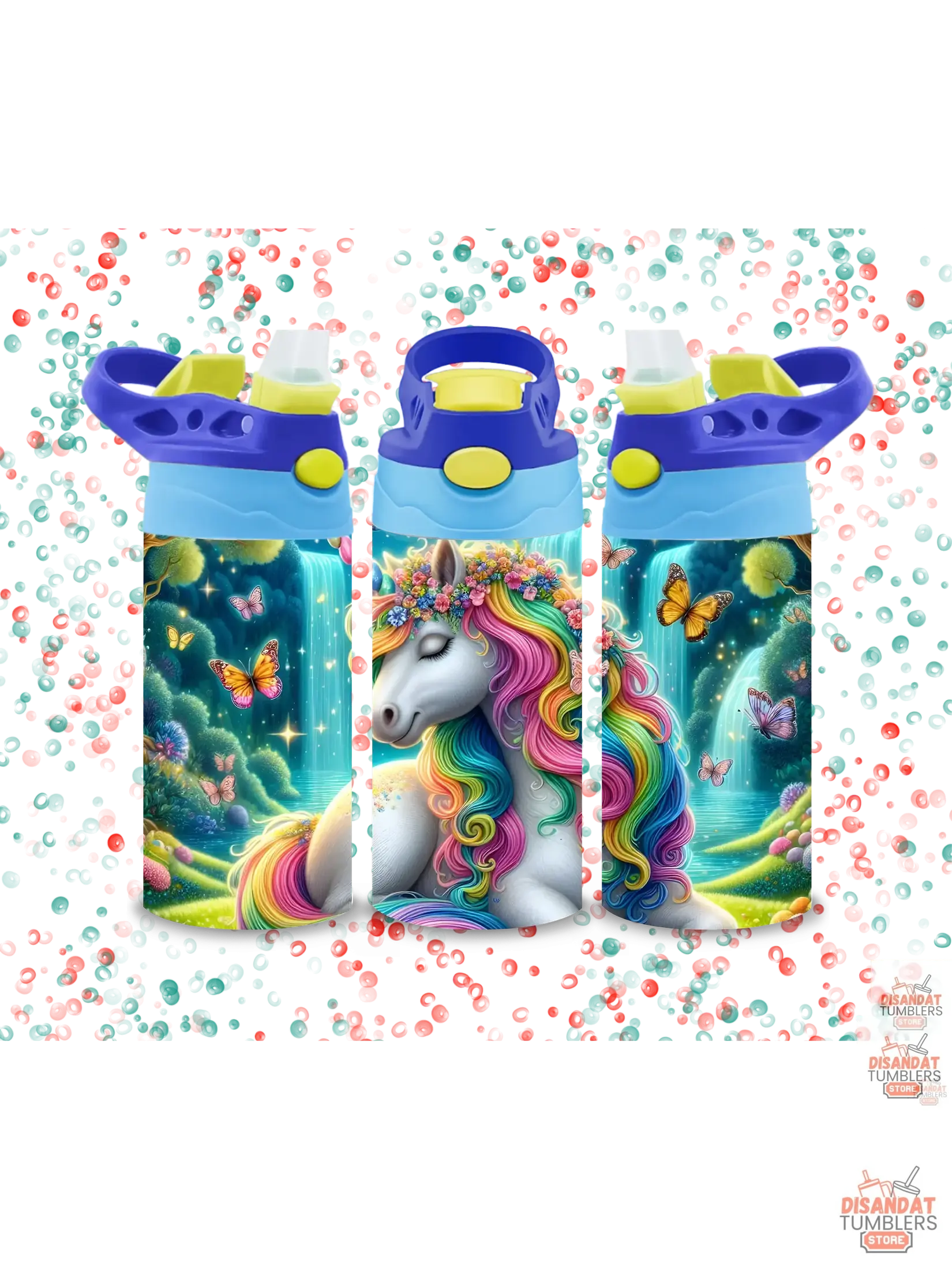 Colorful Girls Unicorn 12oz Thermal Tumbler - Dis An Dat Tumbler Store