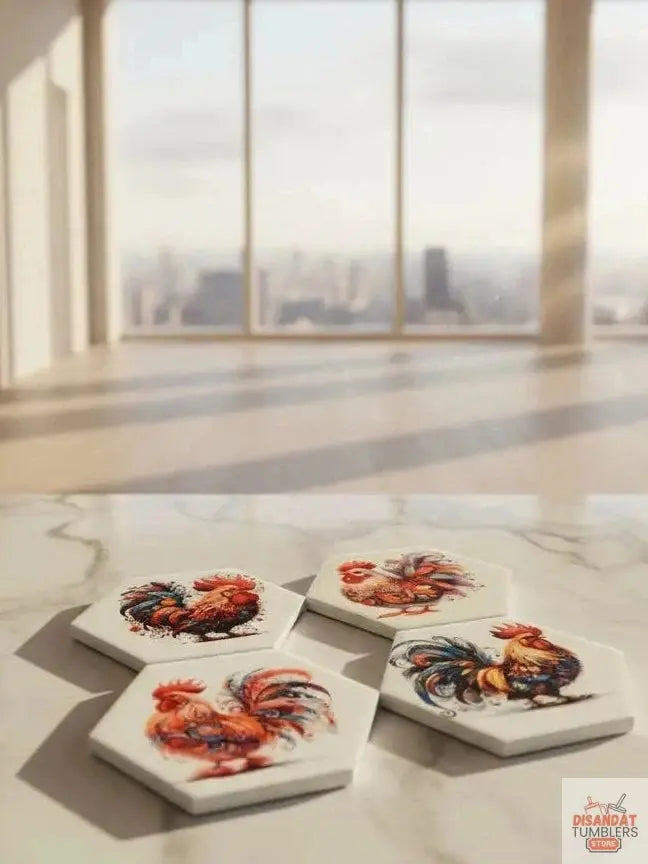 Colorful Rooster 4 - inch Octagon Coasters Dis An Dat Tumbler Store