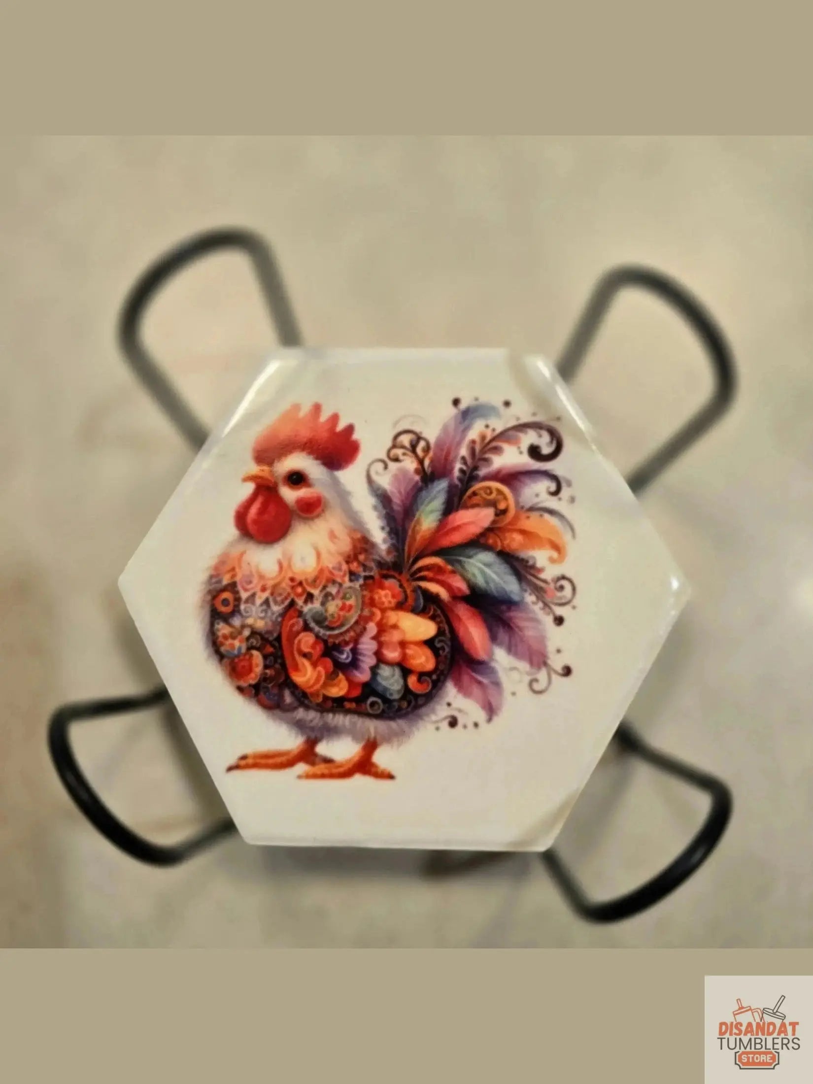 Colorful Rooster 4 - inch Octagon Coasters Dis An Dat Tumbler Store