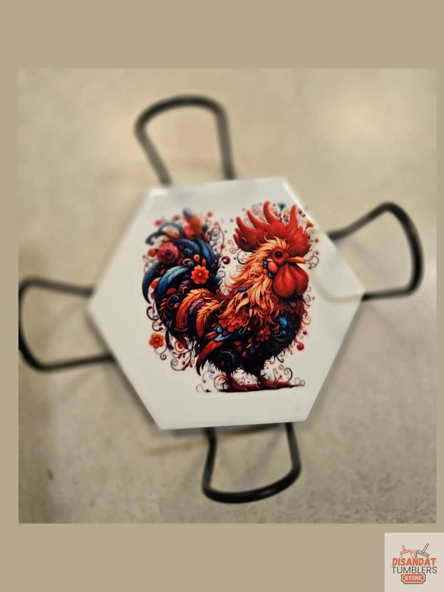 Colorful Rooster 4 - inch Octagon Coasters Dis An Dat Tumbler Store