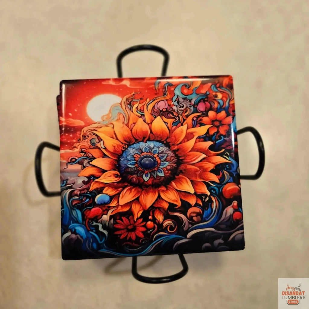 Colorful 🌻 Sunflower 4-inch Coasters - Dis An Dat Tumbler Store