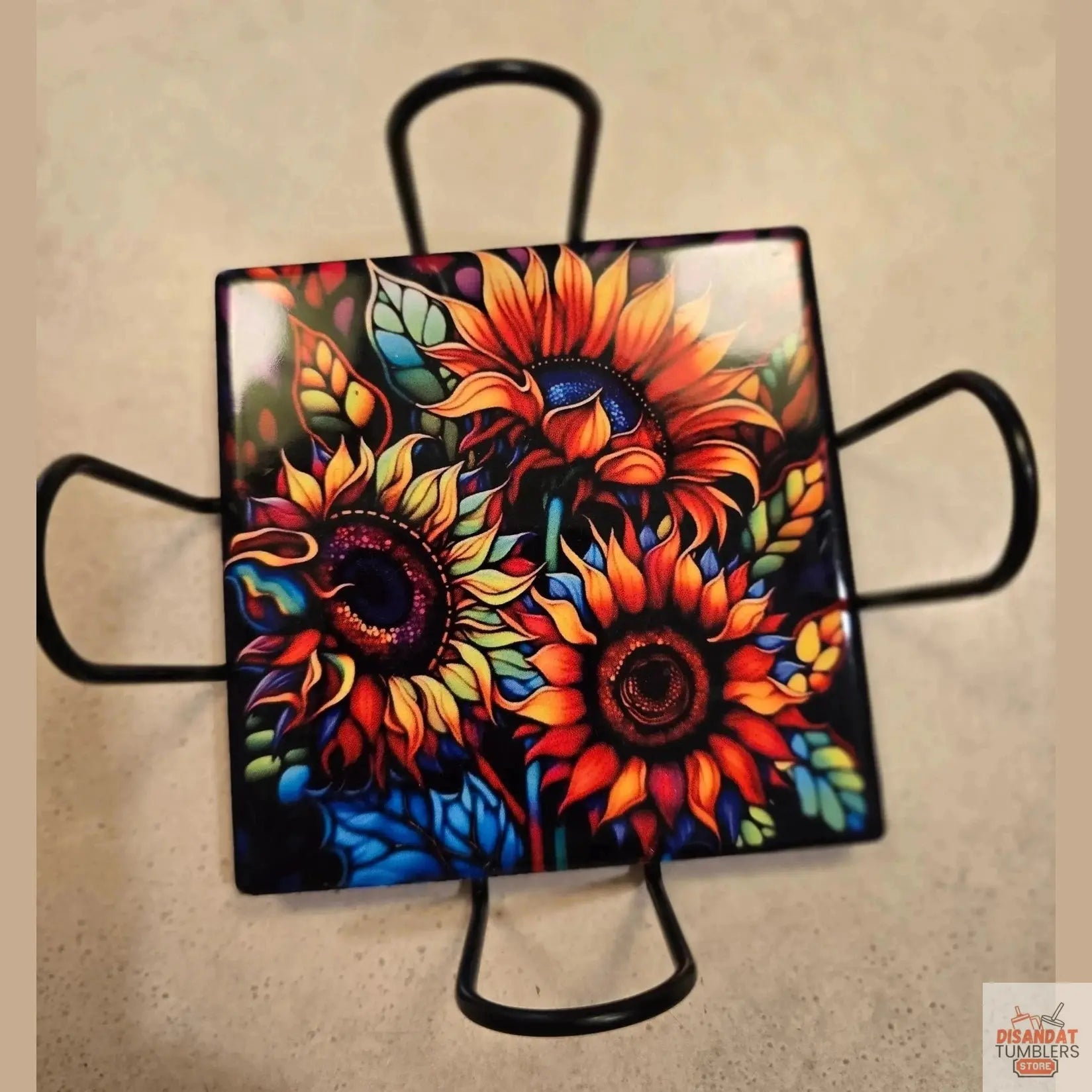 Colorful 🌻 Sunflower 4-inch Coasters - Dis An Dat Tumbler Store