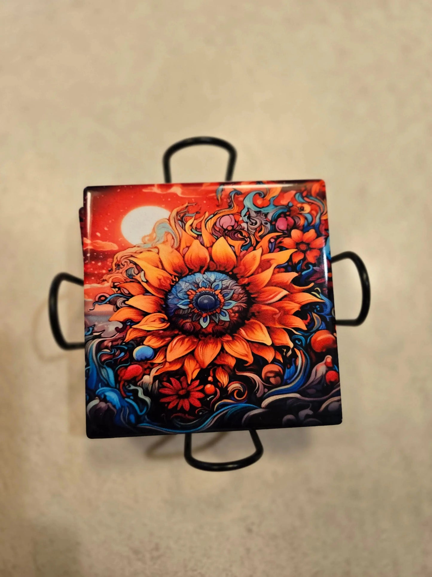 Colorful 🌻 Sunflower 4-inch Coasters - Dis An Dat Tumbler Store