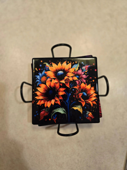 Colorful 🌻 Sunflower 4-inch Coasters - Dis An Dat Tumbler Store