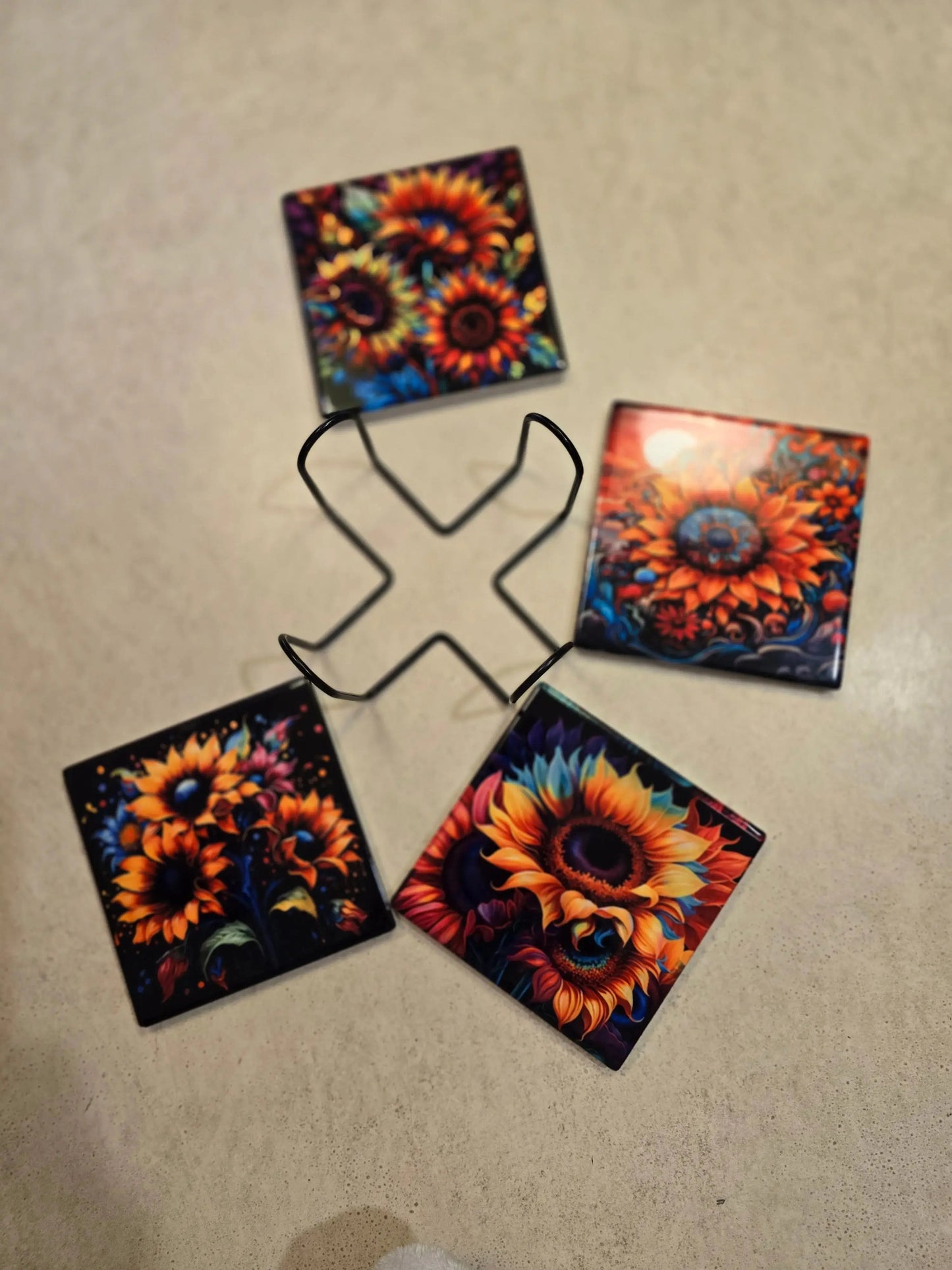 Colorful 🌻 Sunflower 4-inch Coasters - Dis An Dat Tumbler Store