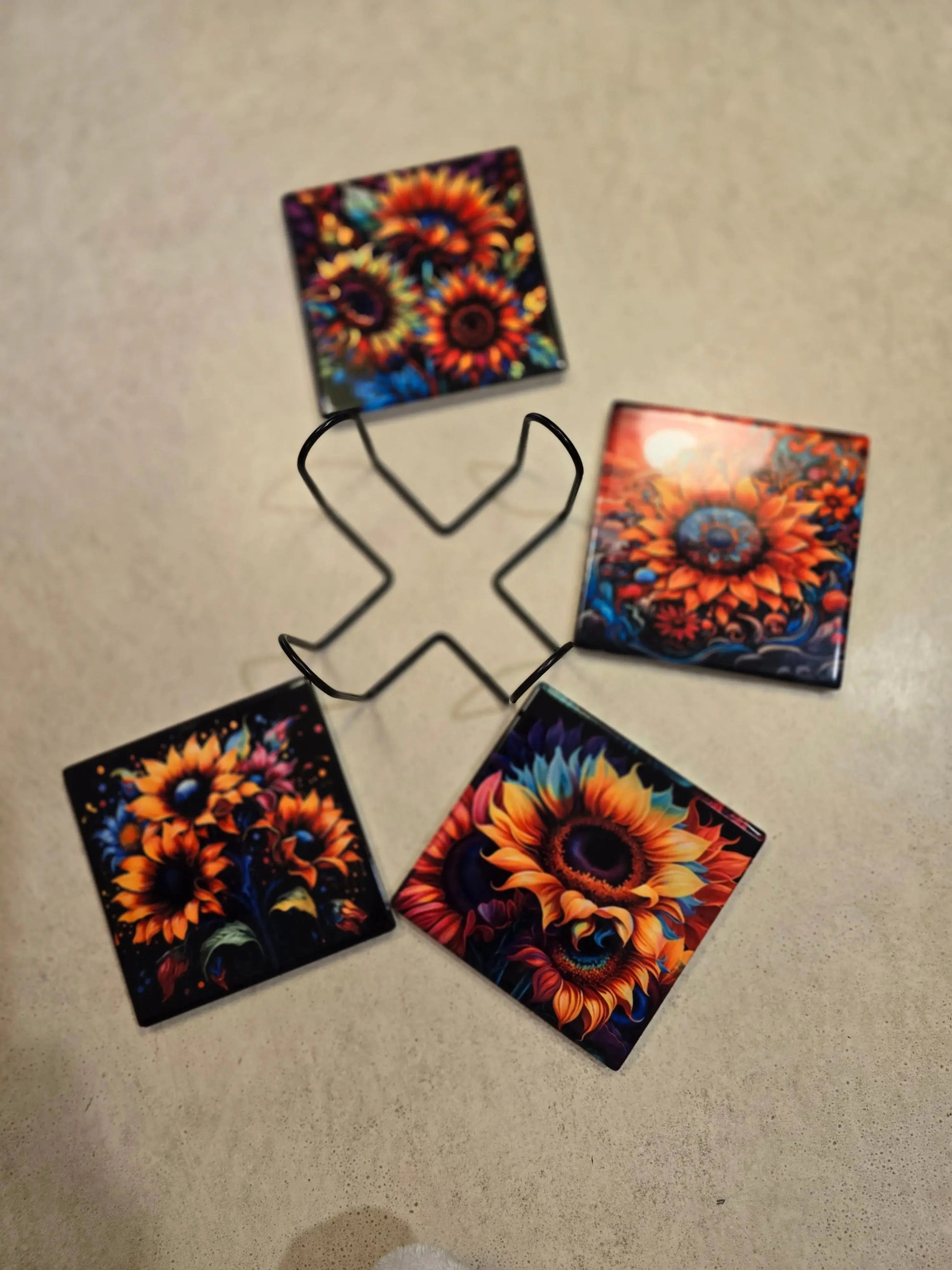 Colorful 🌻 Sunflower 4-inch Coasters - Dis An Dat Tumbler Store