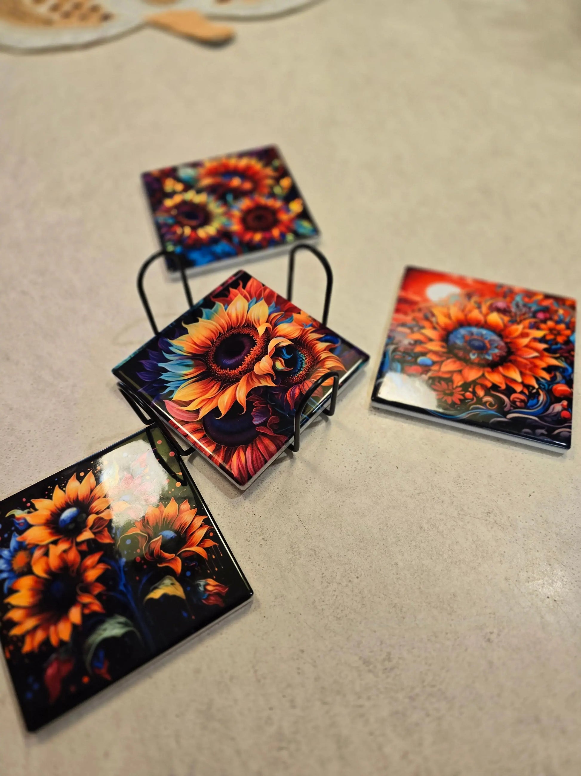 Colorful 🌻 Sunflower 4-inch Coasters - Dis An Dat Tumbler Store