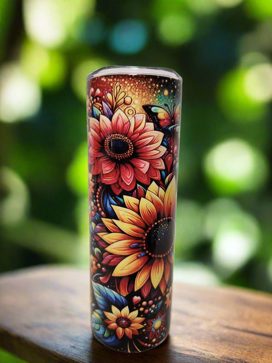 Colorful butterfly / Flower 20oz Double insulated Tumblers - Image #3